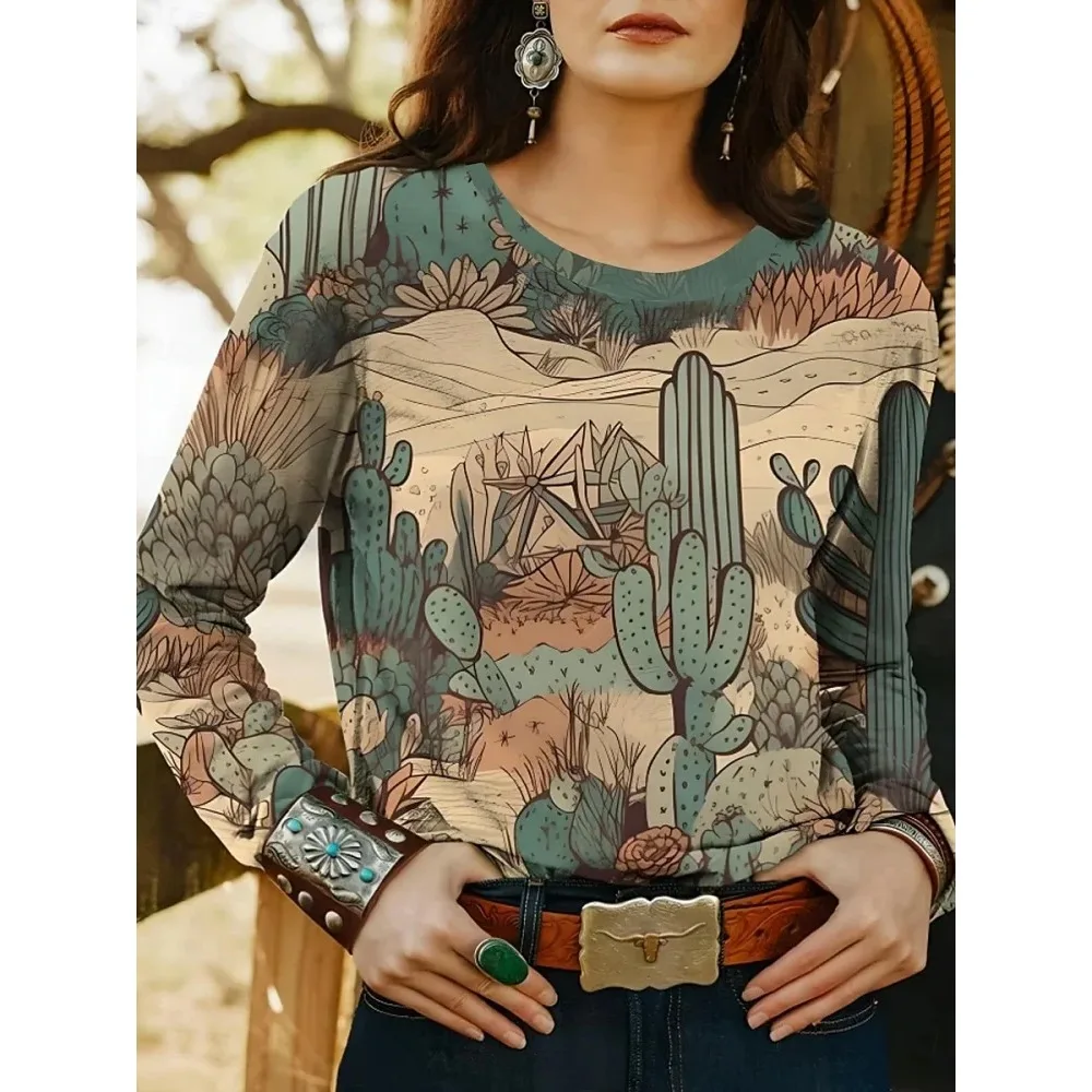 2025 Women's T Shirt Graphic Tee Geometry Bohemia Vintage Fashion Long Sleeve Crew Neck Round Neck Regular Tops Summer clothes