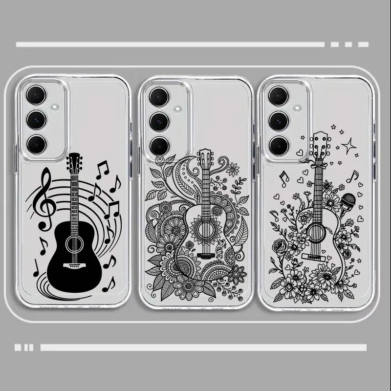 

Creative Guitar Design Phone Case For Samsung Galaxy A73 A72 A71 A55 A54 A53 A52 A51 A33 A25 A22 A15 A14 A05 Transparent