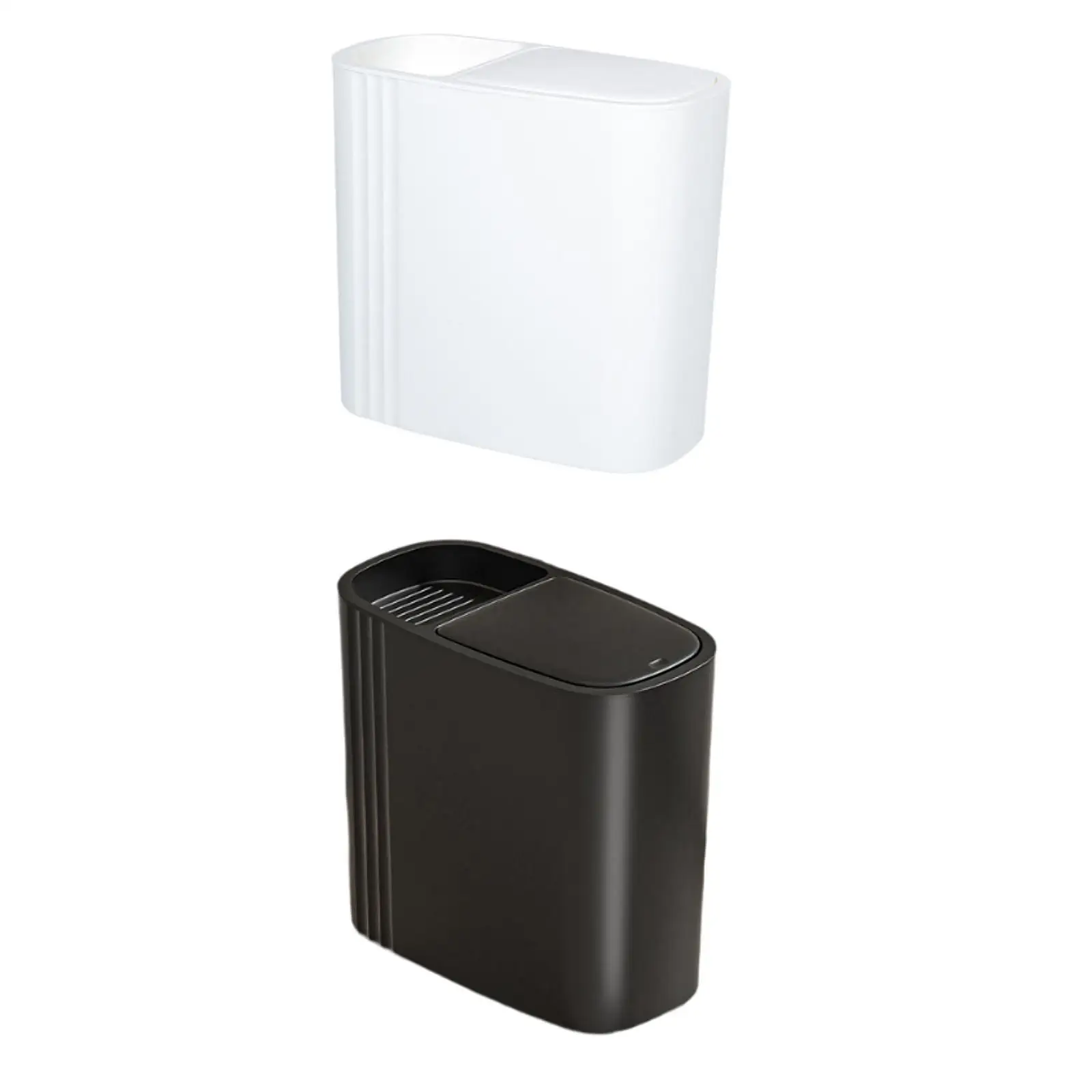 Bathroom Trash Can Garbage Bin Rectangular Compact Small 12L with Lid for Craft Room Kitchen Home Laundry Office