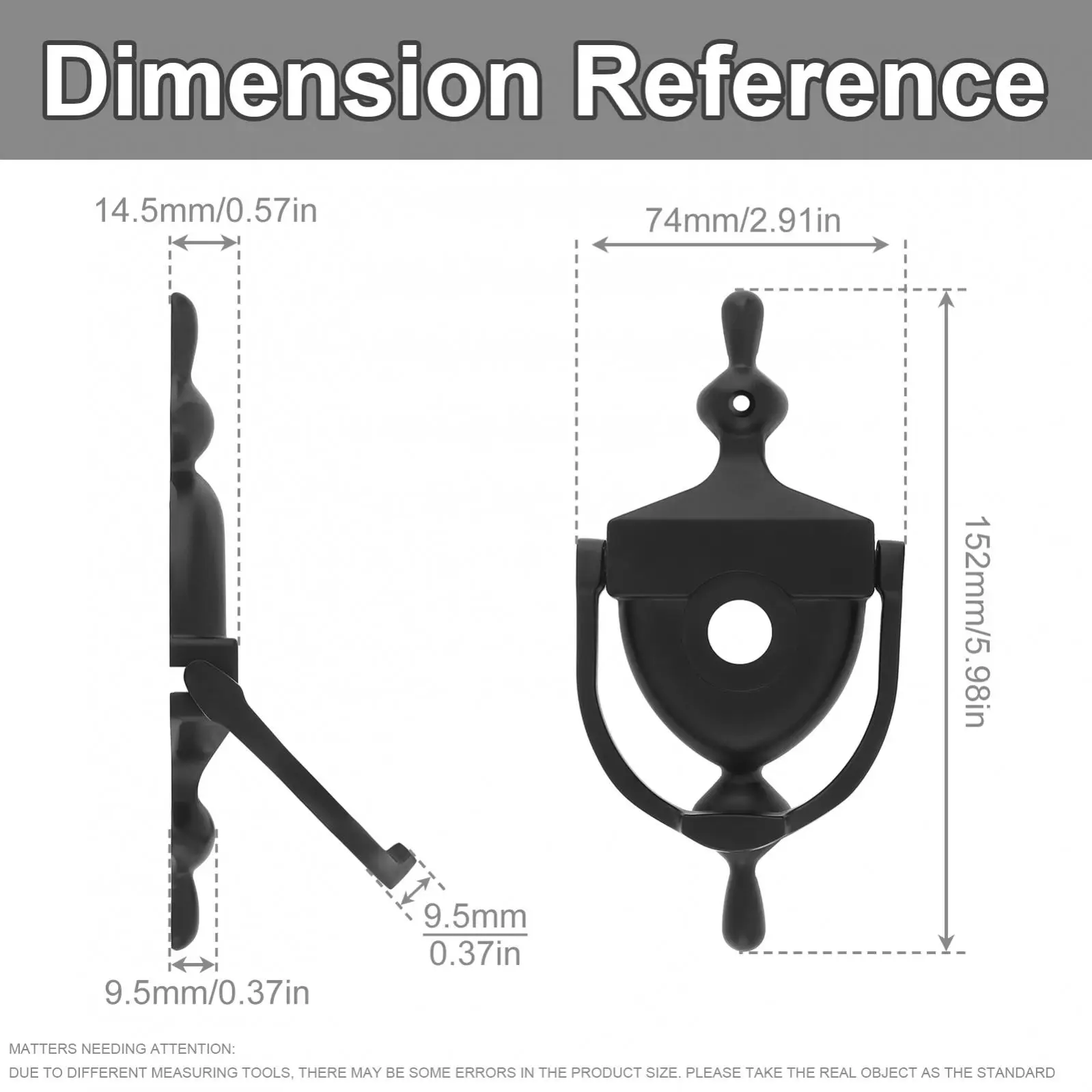 6 Inch Security Peek Peep Holes Door Handle Double Crown Zinc Alloy Door Knocker for 1.38 to 1.97inch Door Thickness Wood Doors