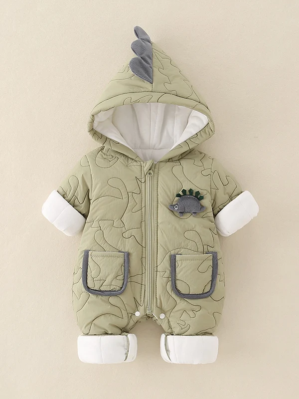 

Thiened Cotton Baby Rer Suit Winter Outgoing Clothes for Boys And Girls under One Year Old High Waist Long Pants Polyest...