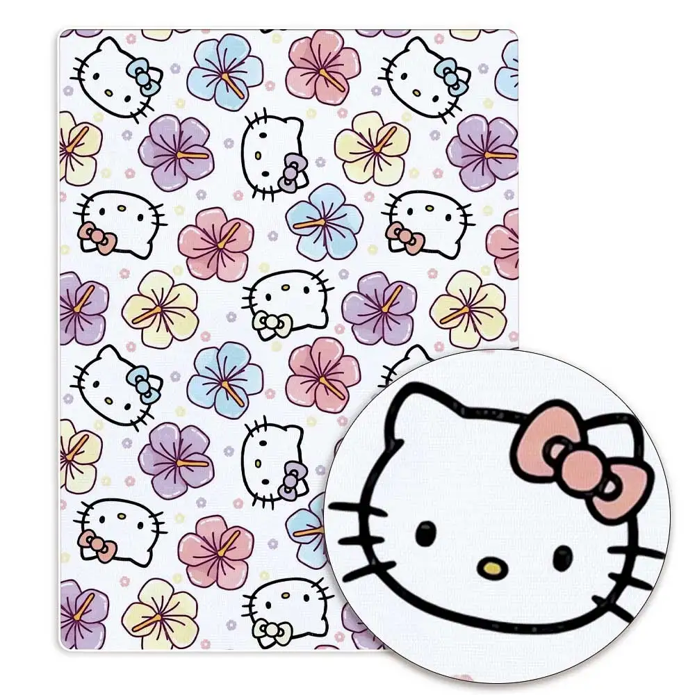 هالو كيتي قماش قطني كرتوني ، نسيج مرقع ، منسوجات منزلية ، خياطة فستان دمية ، ستارة ، بوليستر ، 140 × 50 سم