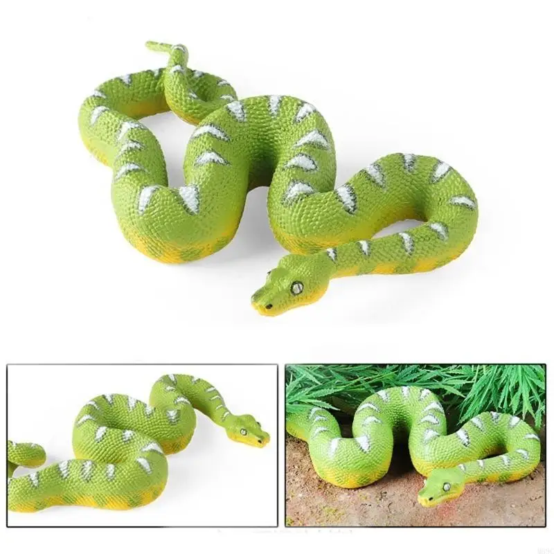 M89C Handmade Painted Snake and Baby Figurine Realistic Wild Animals Kingdom Toy Craft Supplies for Children Student