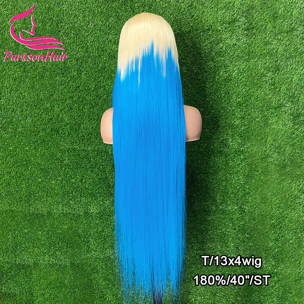 613 باروكة من شعر طبيعي أزرق ملون للنساء 13x4 13x6 الدانتيل الشفاف شعر مستعار أمامي شعر الإنسان البرازيلي قبل قطعها الدانتيل شعر مستعار أمامي #5