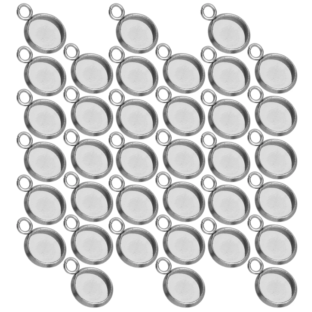 

50pcs Stainless Steel Pendant Trays Bezel Necklace Making Supplies Silver Color Gems Holders Jewelry Components