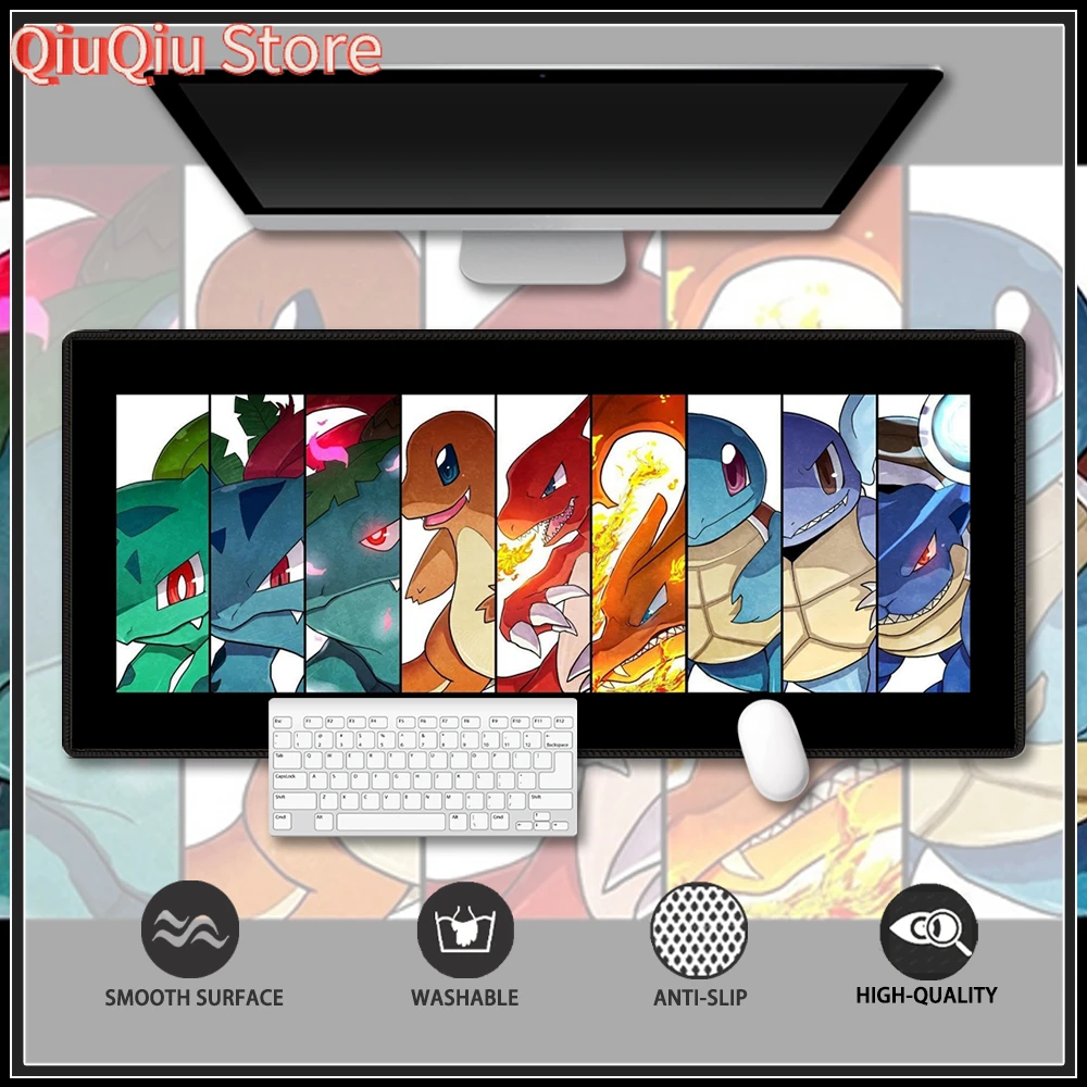 Pokemon Customised Mouse Pad Gaming Table Mat Stitched Edge Rubber Extended Mousepad Large Stitched Edge Deskpad Computer Desk M