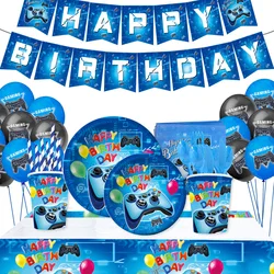 Gioco di compleanno per bambini Forniture per feste a tema Decorazioni Piatti di carta usa e getta Tazza Tovagliolo Copritavolo per videogiochi Tovaglia per festa di nozze