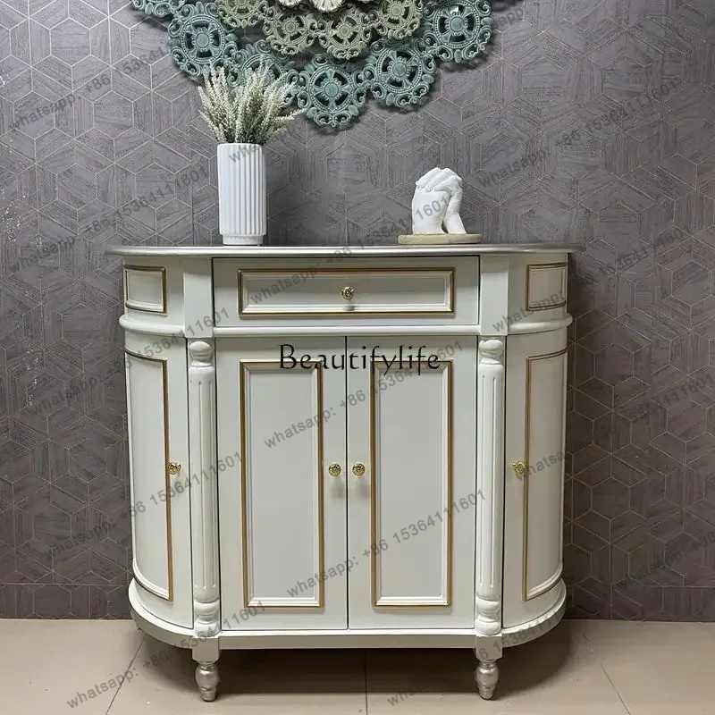 jj4 European-style entrance cabinet, simple European foyer entry cabinet, French high-end  semi-round cabinet