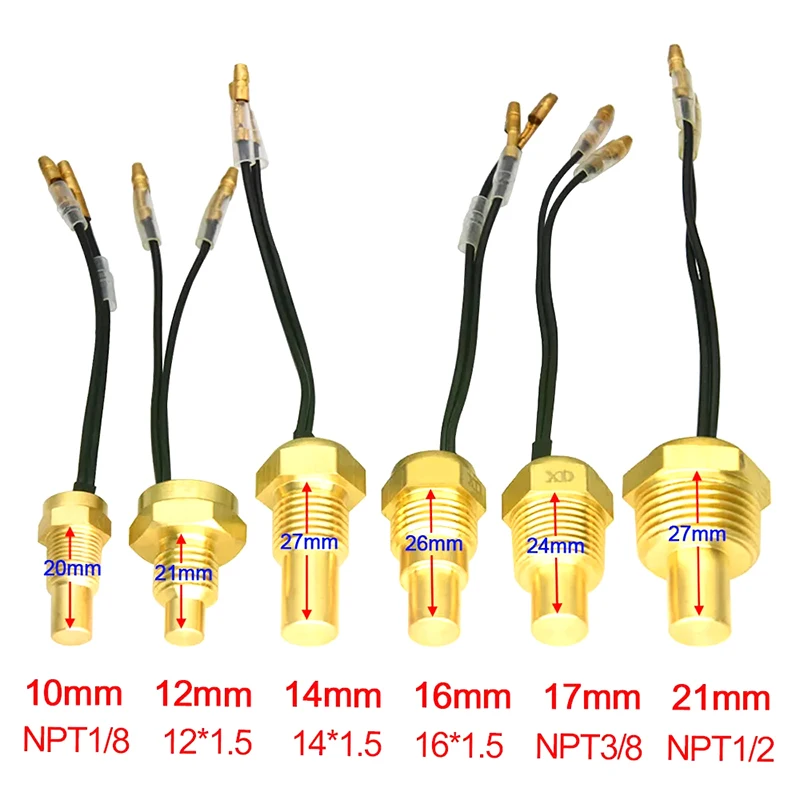 1PC 12V/24V 10MM 12MM 14MM 16MM 17MM 21MM Universal Water Temperature Sensor Car Temperature Sensor Water Temperature Gauge