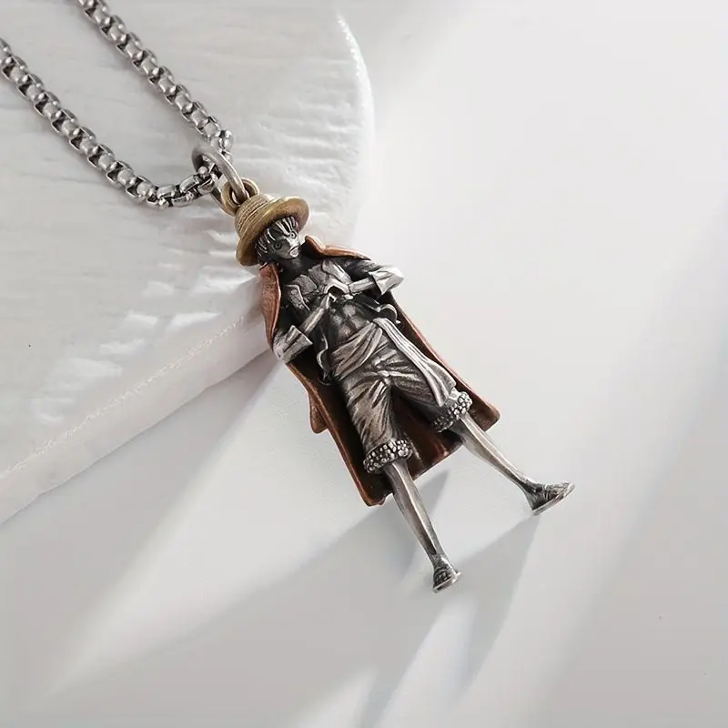 One Piece anime peripheral cartoon luffy two-color pendant necklace dragon ball z metal necklace for men and women birthday gift view 4