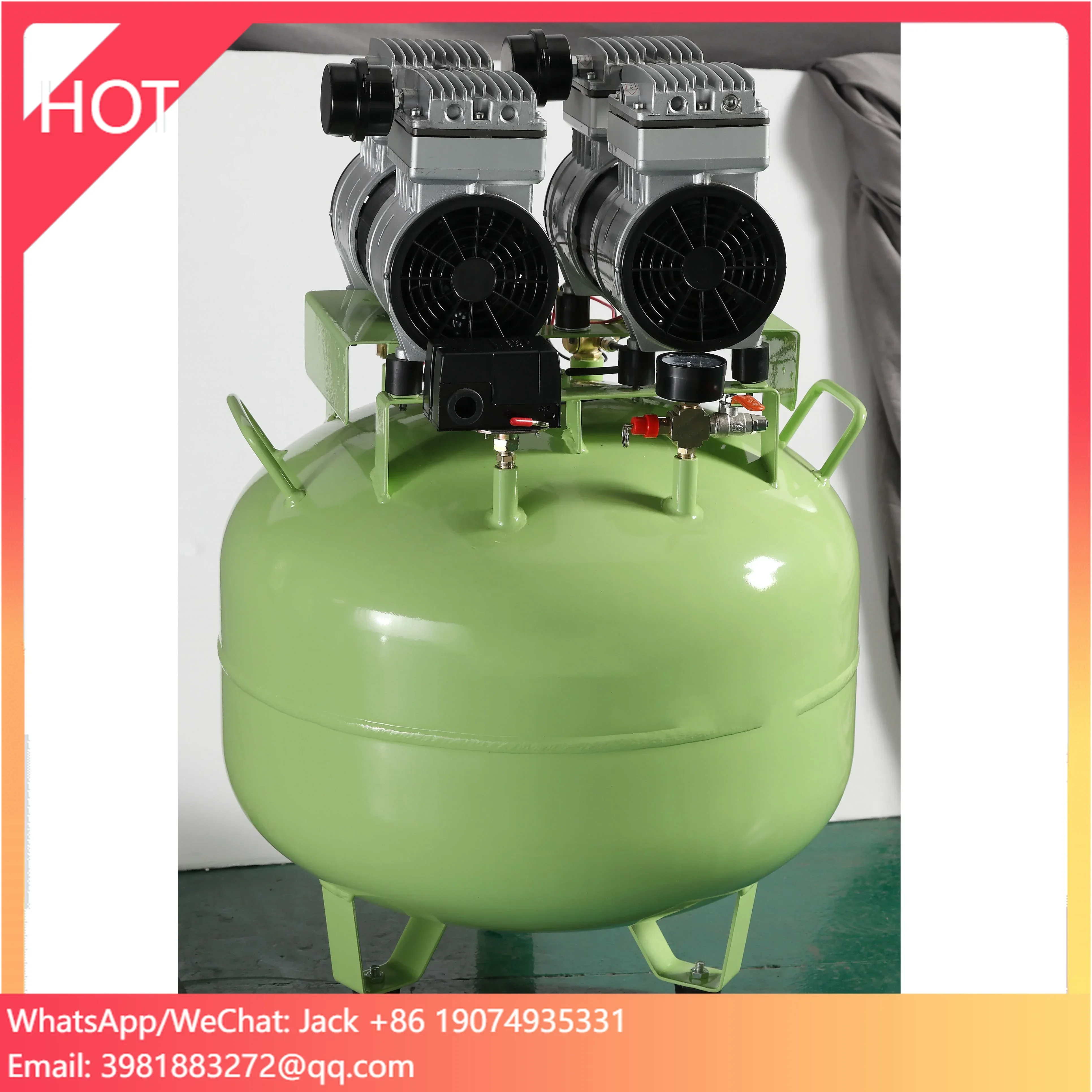 

65L Noiseless Slient 1680W Denta Air Compressor Oil Free Tank
