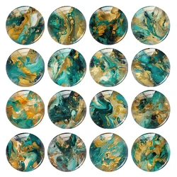 Handmade Green Yellow Liquid Ink Photo Glass Cabochon Flatback Charms Demo Flat Back Cameo For Diy Jewelry Making Accessories