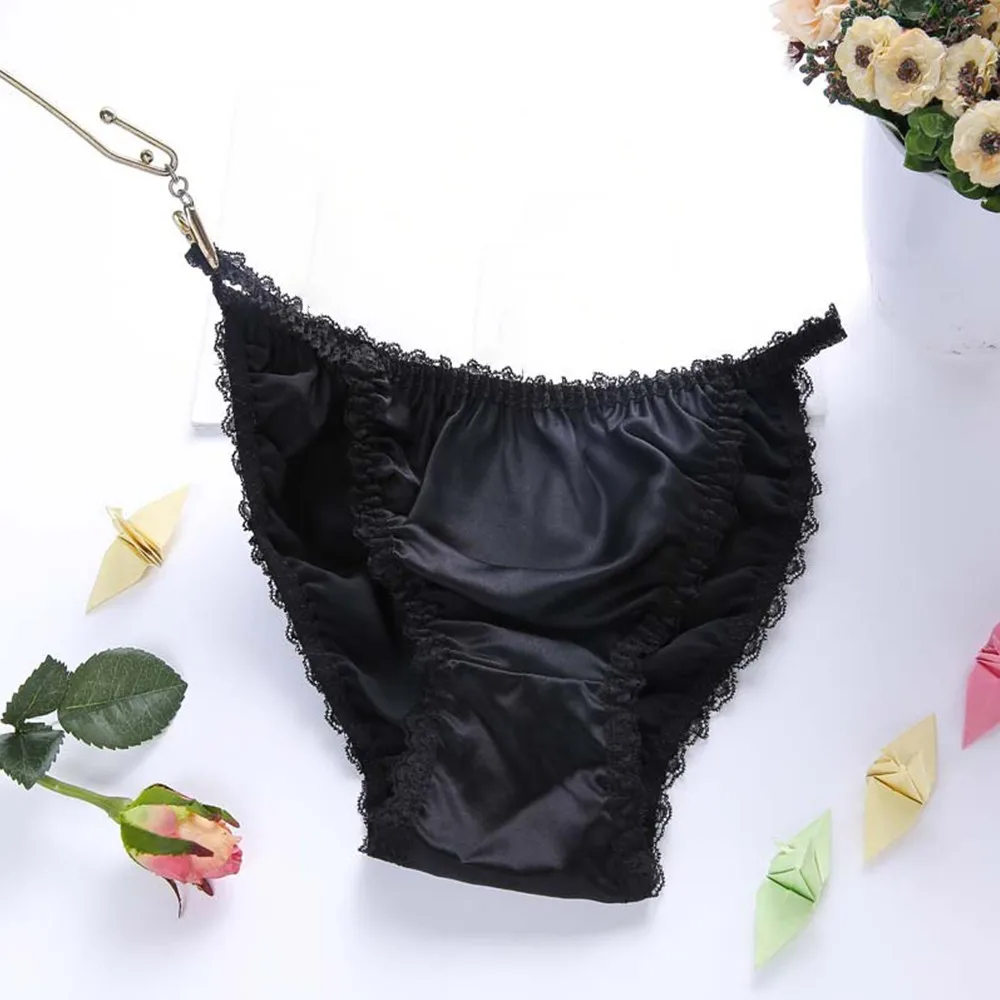 Brand New Hot Sale 1pcs Womens Briefs Panties Silk Style Thongs Briefs Comfortable Fashion Home Lace Trim Ladies