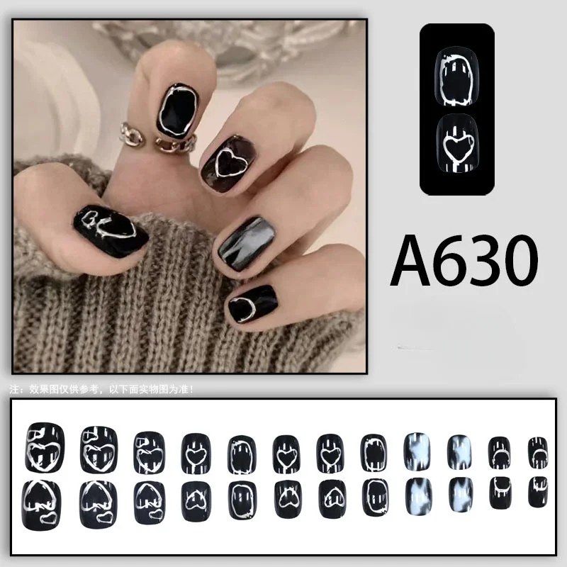 24pcs Gentle Style Wearable Nail Print Solid Color French False Nails with Glue Removable Nail Art Fake Nails Press on Nails