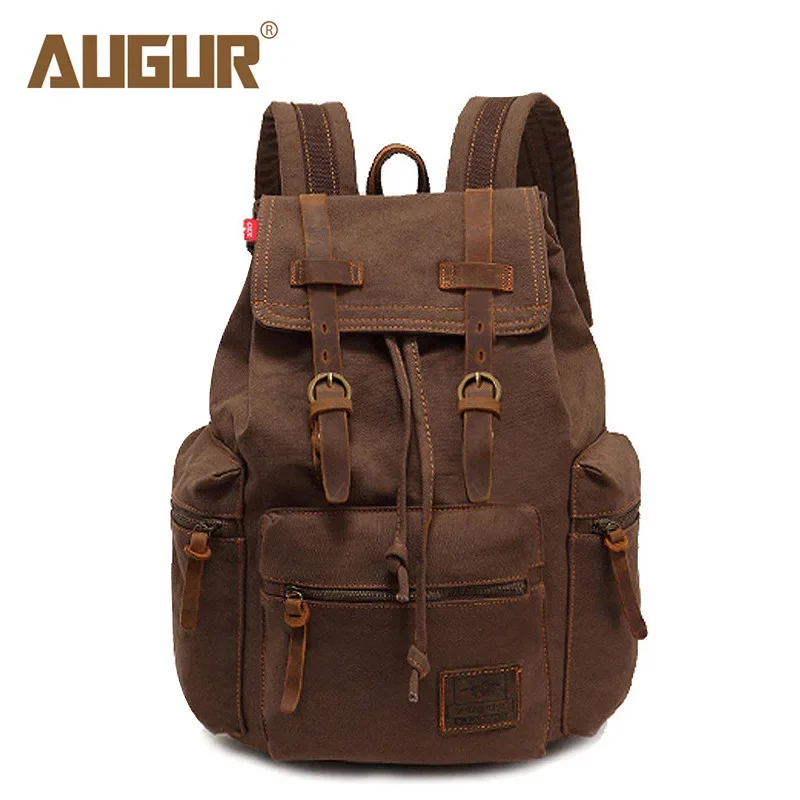 Retro Canvas Backpack for Men Luxury Designer Casual Fashion Laptop Bag for Student School University High End Teenage Youth
