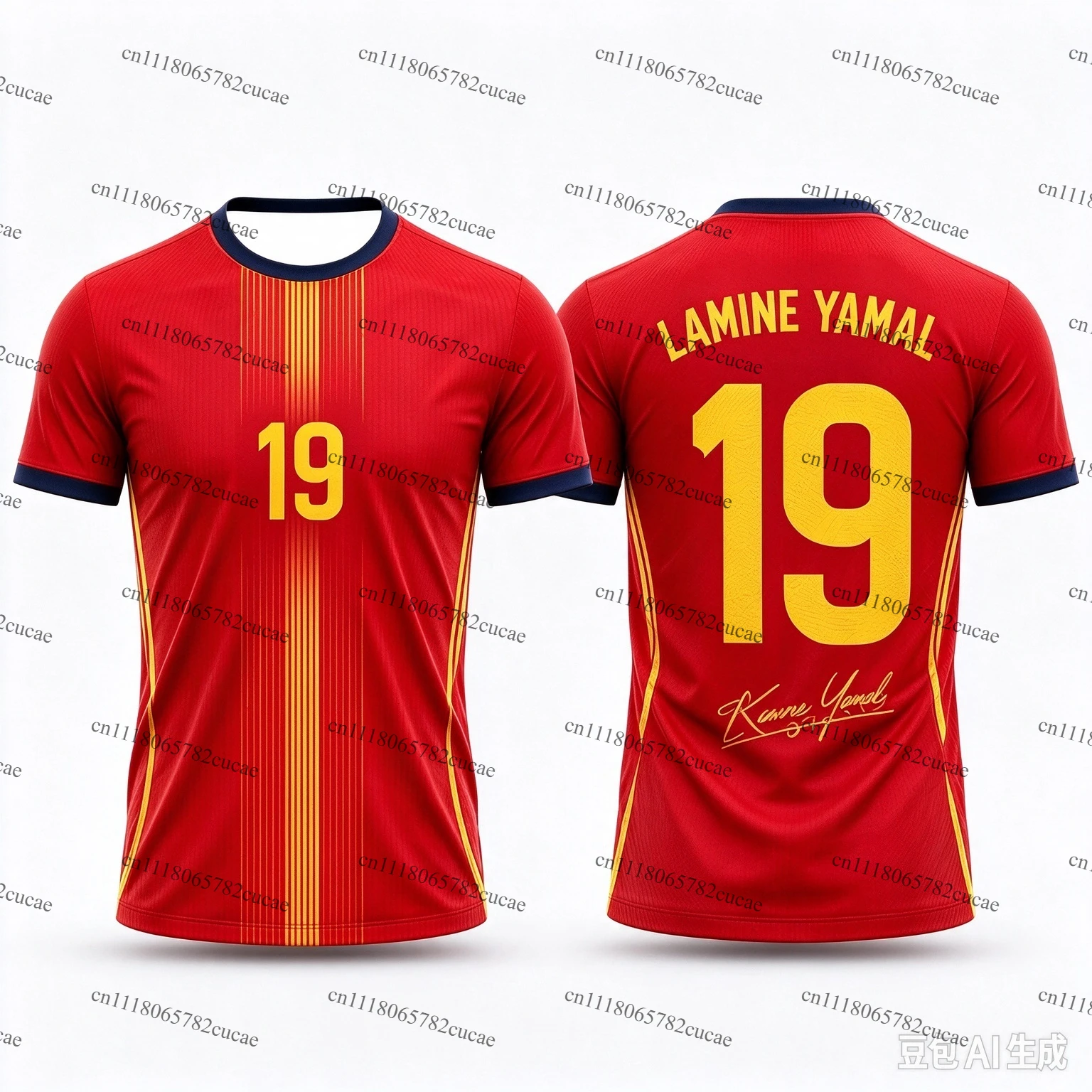 2026 Summer Lamine Yamal #19 Spain Soccer Football Jersey Hot Sale Fan Memorial Shirt Casual Sports Top for Kids Teens Adults