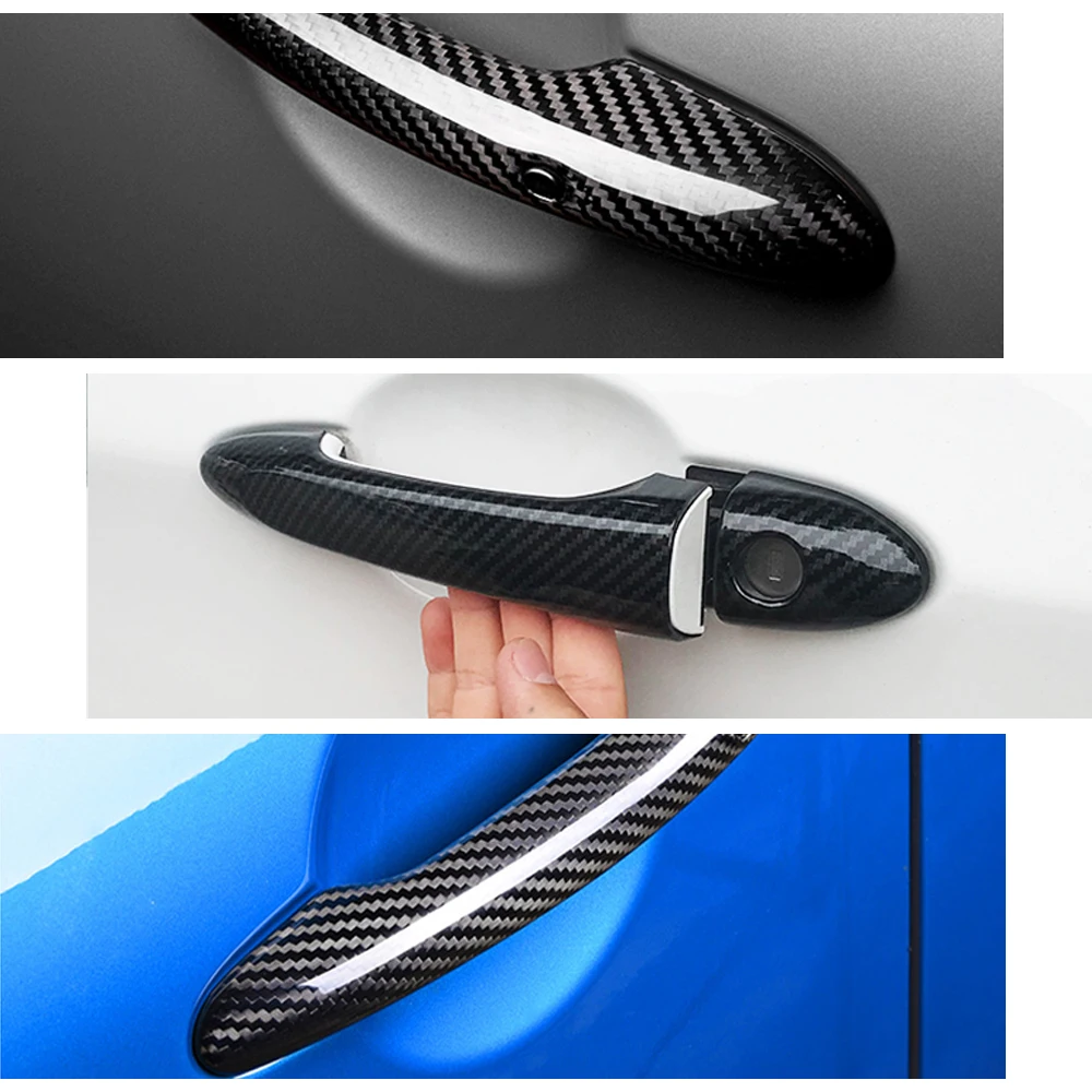 for Peugeot 301 Citroen C-Elysee 2012~2022 2017 2014 Black Carbon Fiber Or ABS Chrome Door Handles Cover Car Accessories Styling