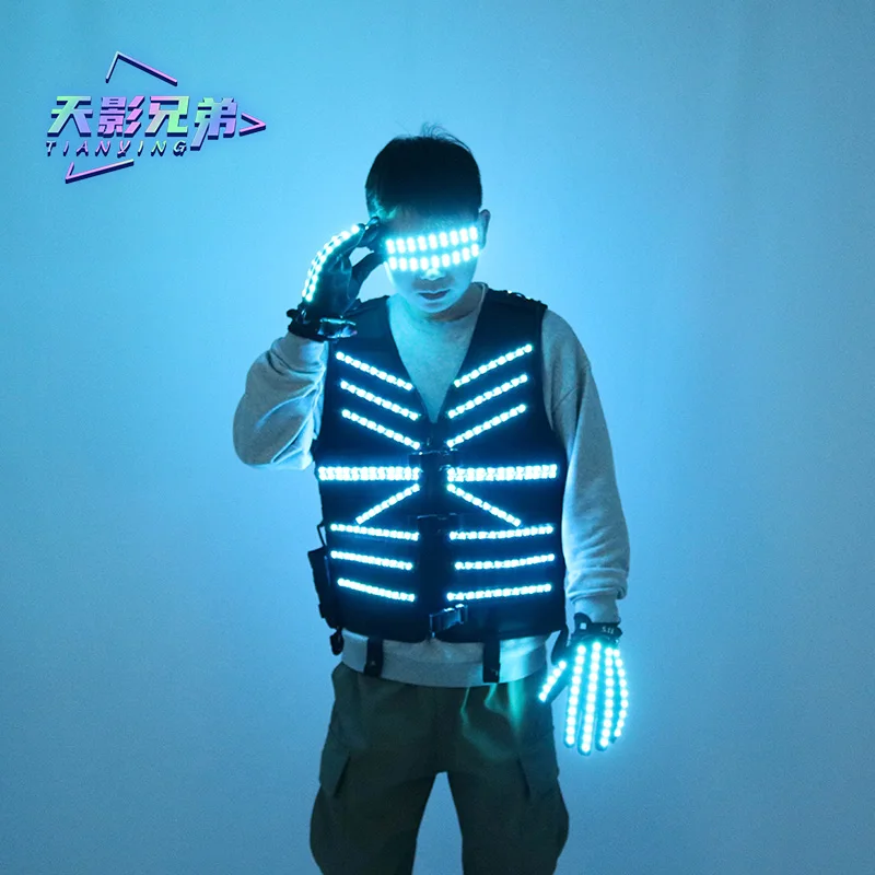 Imagem -02 - Led Light-emitting Tactical Vest Óculos Fluorescentes dj Stage Props Desempenho Ktv Tiktok Transmissão ao Vivo Cor