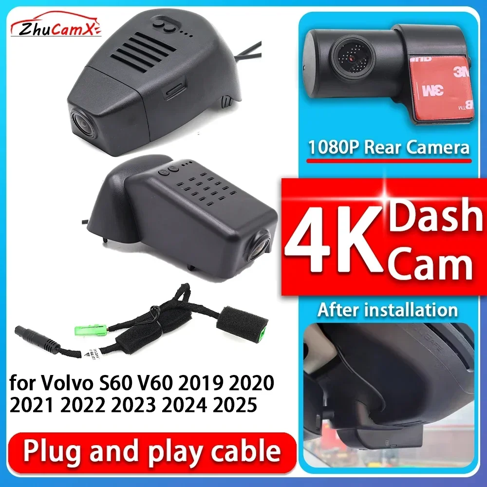 

ZhuCamX 4K 2160P Plug and Play Dash DVR Cam Video Night Vision for Volvo S60 V60 2019 2020 2021 2022 2023 2024 2025