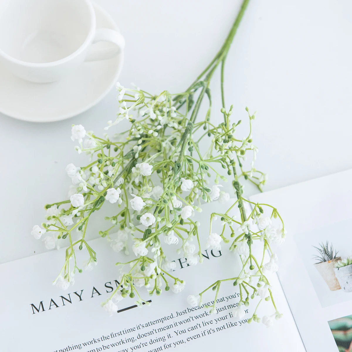 5 Stück Künstliche Blumen Pflanzen Gypsophila Hochzeit Brautstrauß Heim Zimmer Vase Tisch Garten Hof DIY Geschenke Requisiten Herbstdekoration – Detail 7