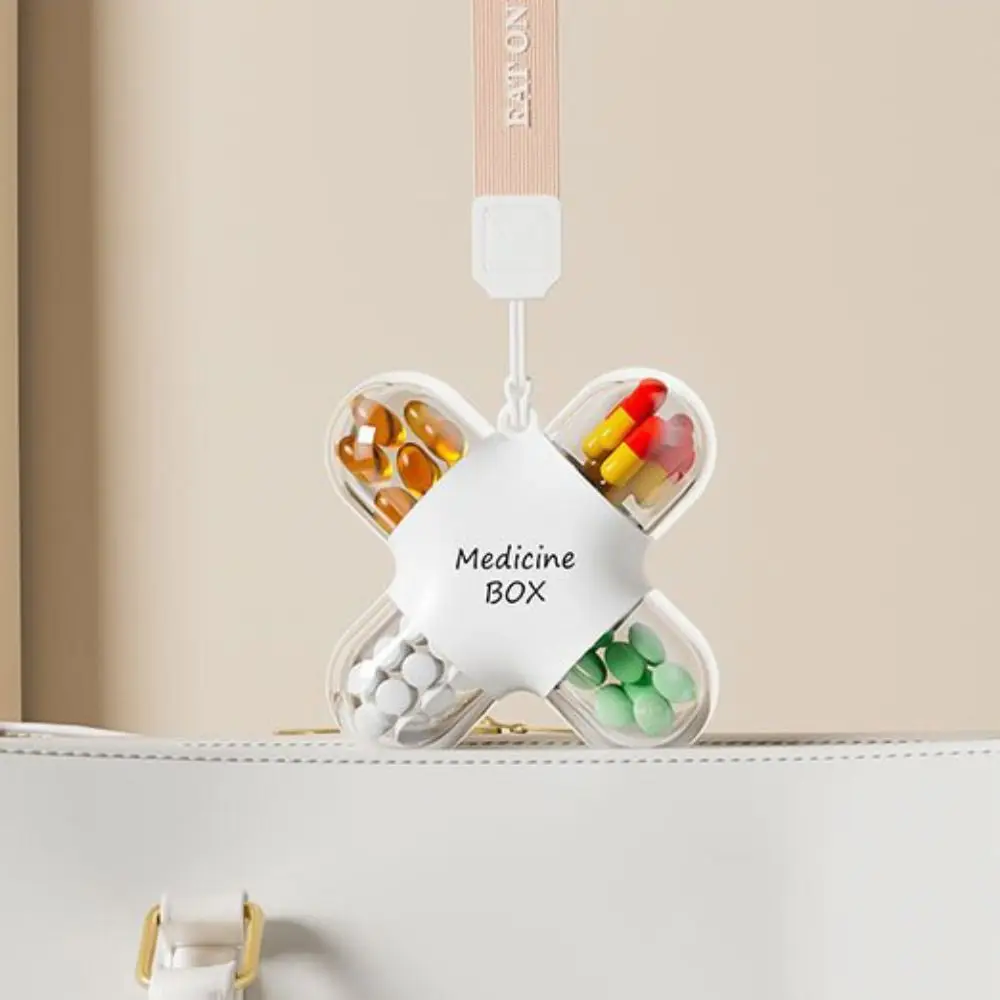 Waterproof Weekly Pill Box Convenient Transparent Mini Pill Box Portable with Pendent Travel Pill Case Outdoor