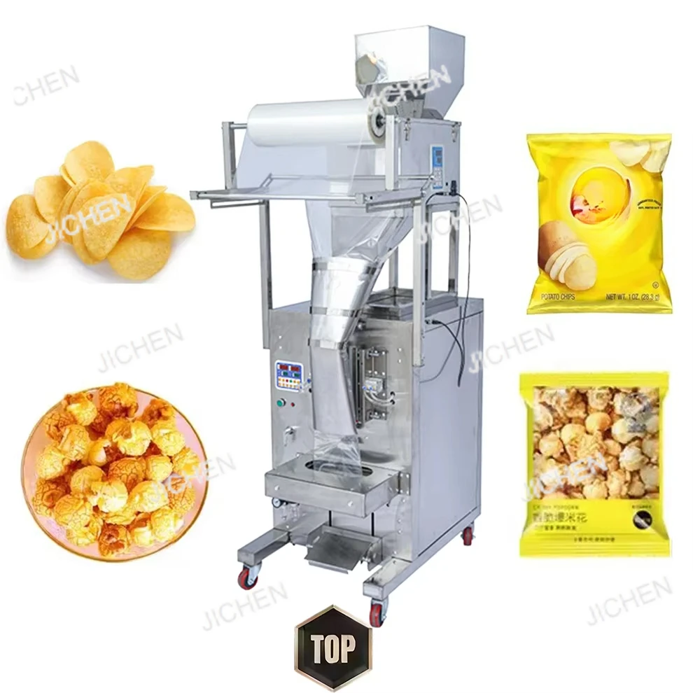 Máquina envasadora de bolsas de llenado de nitrógeno sellada en la parte posterior del polvo del galleta de palomitas de maíz de patatas fritas verticales personalizable