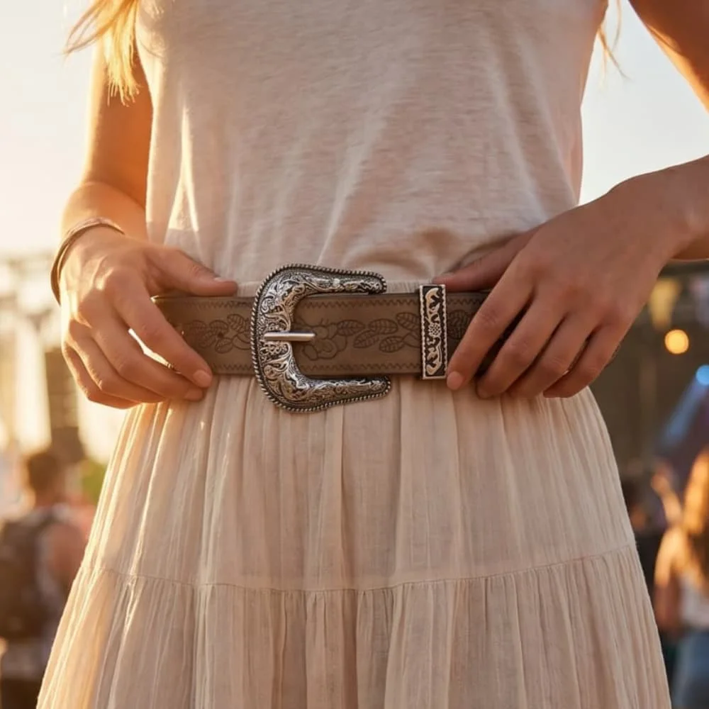 High End Trendy Y2K Women Belt American Retro Ethnic Style Embossed Pattern Court Style Belt for European American Market
