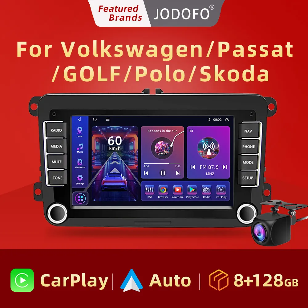 

JODOFO Android 10 для VW Volkswagen Golf Polo Skoda Rapid Octavia Radio Tiguan Passat b7 Jetta 2 Din Auto Carplay GPS Radio128G