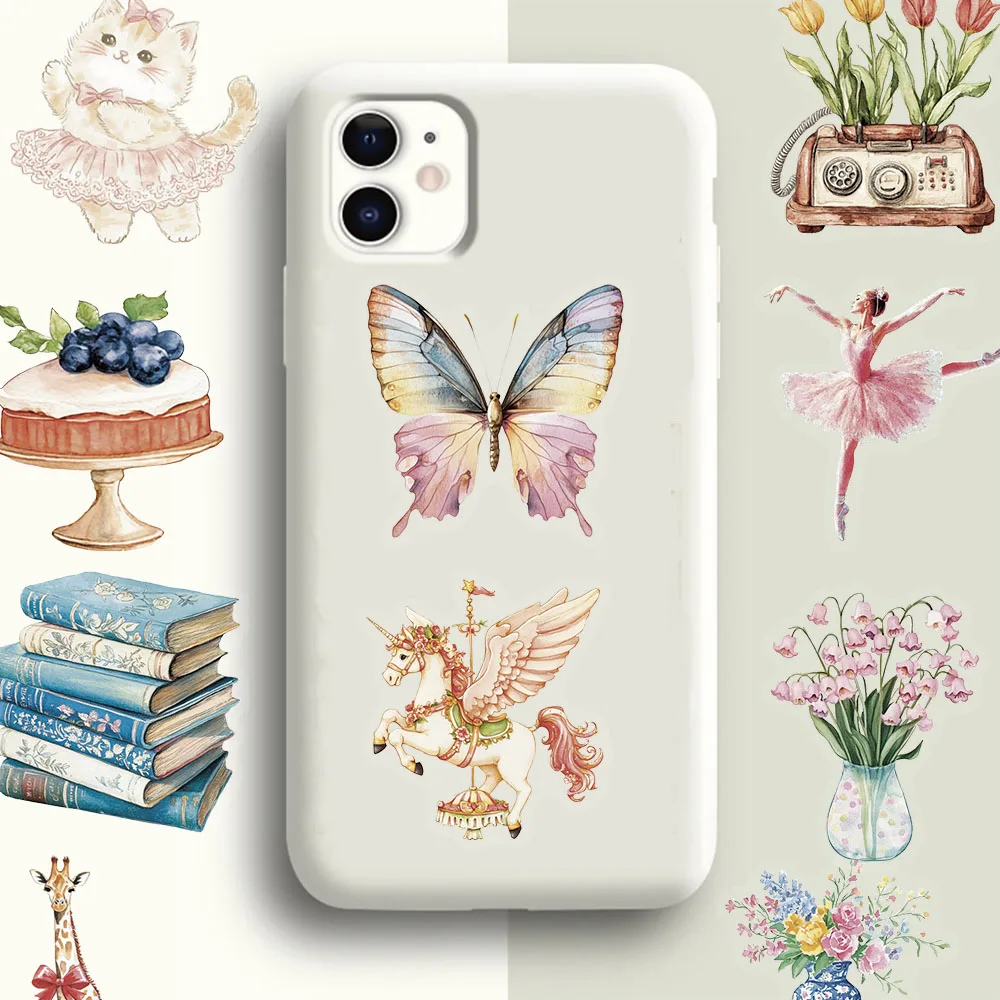 50PCS Aquarell Garten PET Kreative Lautsprecher Telefon Fall Notebook Skateboard Motorrad Aufkleber