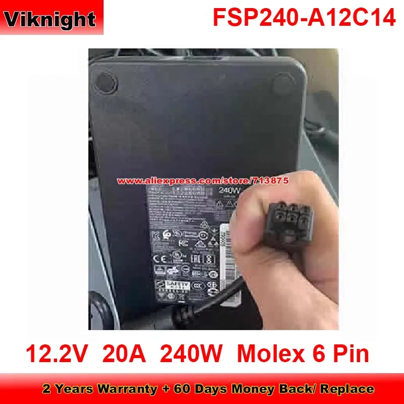 FSP240-A12C14 12.2V 20A 240W AC Adapter for THINKSYSTEM SE350 SA17A47290 01PF056 Molex 6Pin SPU80-105 GA240SD1-12020000 02JJ934