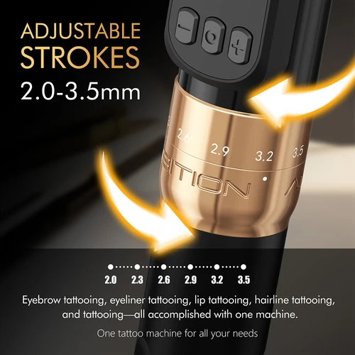 Imagen 2 del producto Ambition Sally-máquina de tatuaje inalámbrica 270, carrera ajustable, 2,0-3,5mm, pluma rotativa para maquillaje permanente, Motor sin núcleo, suministro de tatuaje
