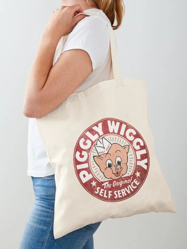 

Piggly Wiggly Self Service Worn Tote Bag hand bag ladies Women bags Handbags women Beach bag