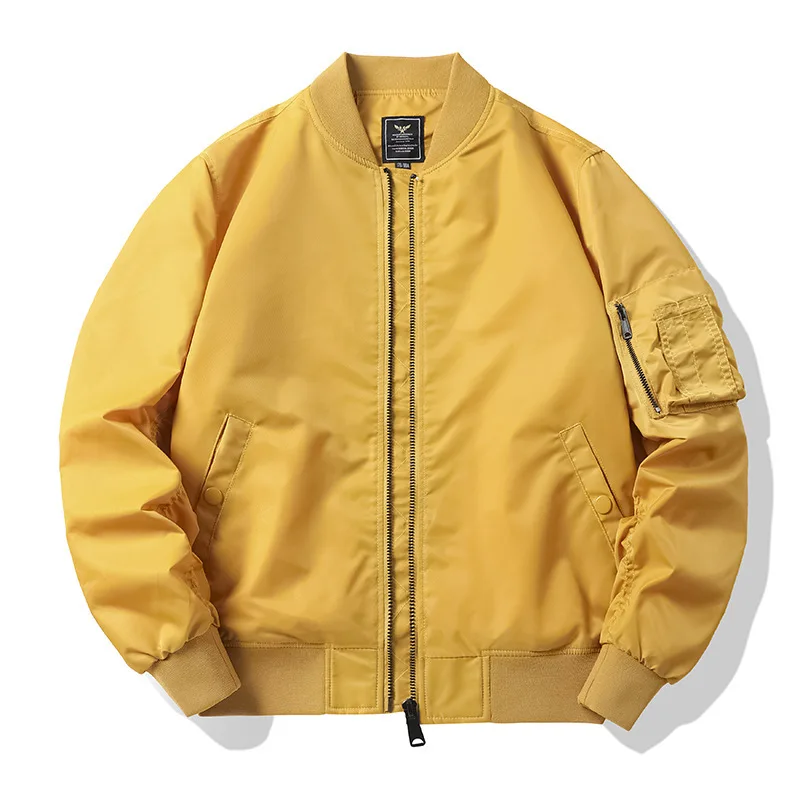 

Autumn Winter Man Bomber Jacket Thicken Cold-proof Outdoor Male Outerwear American Retro Solid Long Sleeve Pocket Zipper Coat