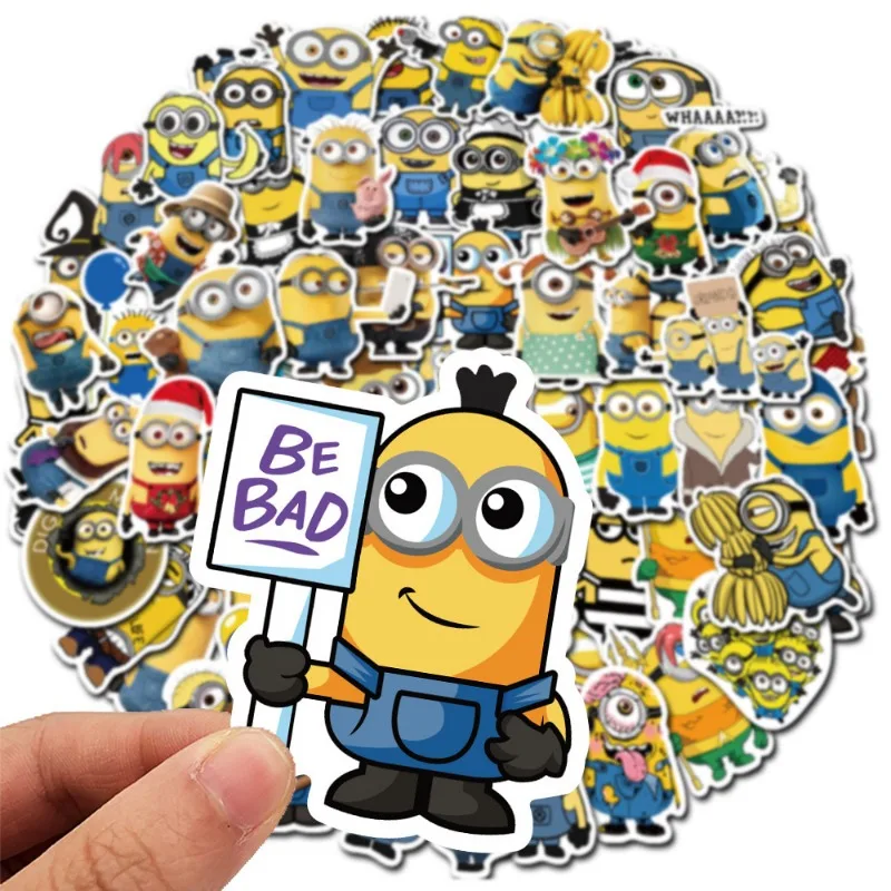 50pcs Minions Stickers Anime Despicable Me Cute Style Notebook Scooter Water Cup Stationery Suitcase Decoration Stickers