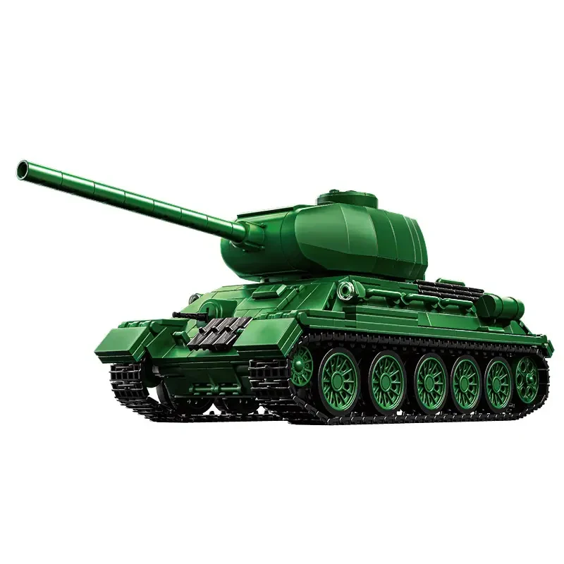 Klemmbausteine  T34-85 Mittlerer Panzer 1:28 mit 3 Figuren Bausteine-Set Armee Militärfahrzeug Montage-Modellbausatz Jungen STEM Spielzeug Erwachsene Kinder DIY Geschenk 1263 Teile