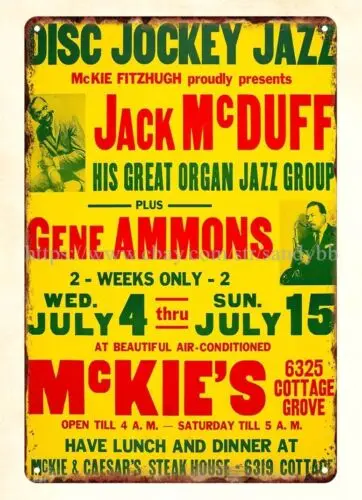 wall art 1962 Jack McDuff, Gene Ammons Chicago Concert Poster metal tin sign sign