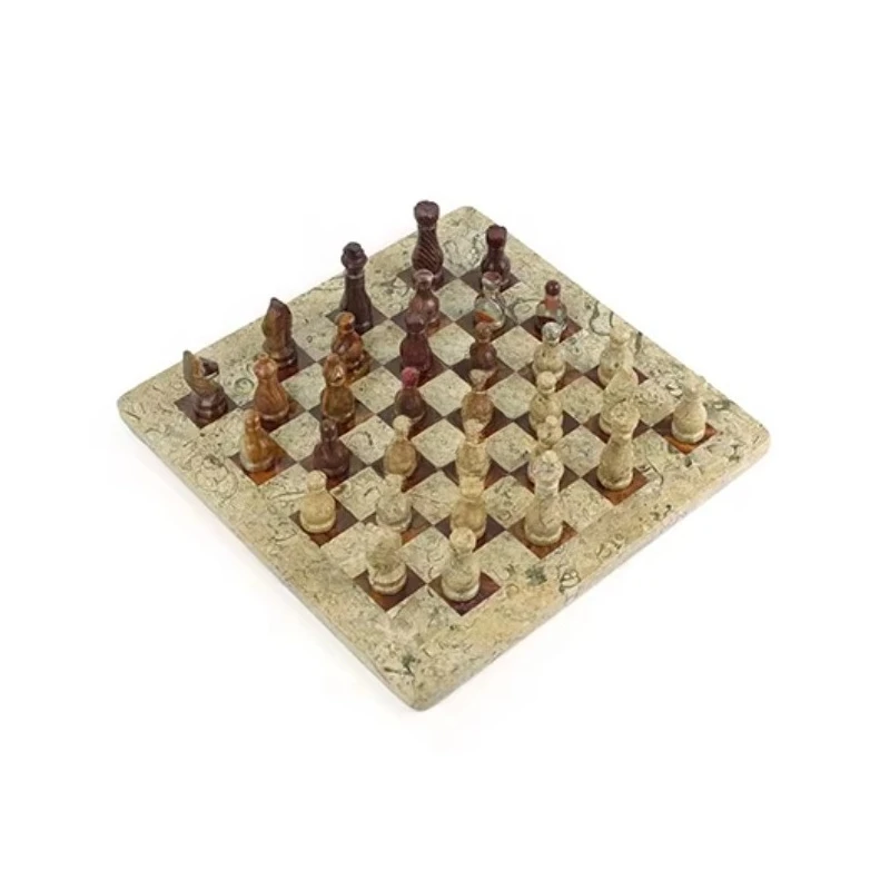 

Environmentally friendly natural raw marble decoration creative retro lamp luxury chessboard and chess pieces