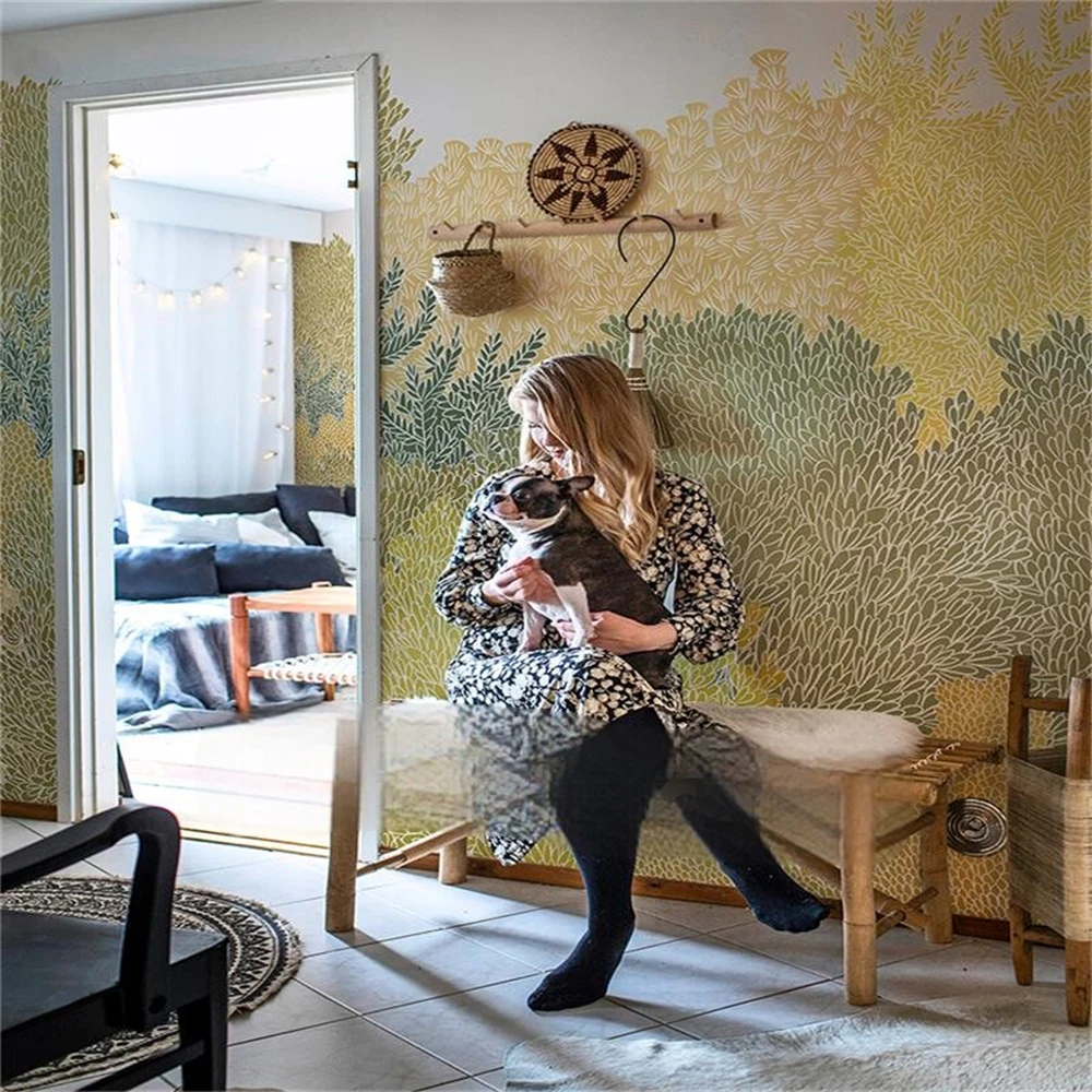 Custom Nordic fresh green plant wallpaper for wall cloth dining room sofa film television wallpaper seamless wall paper bedroom