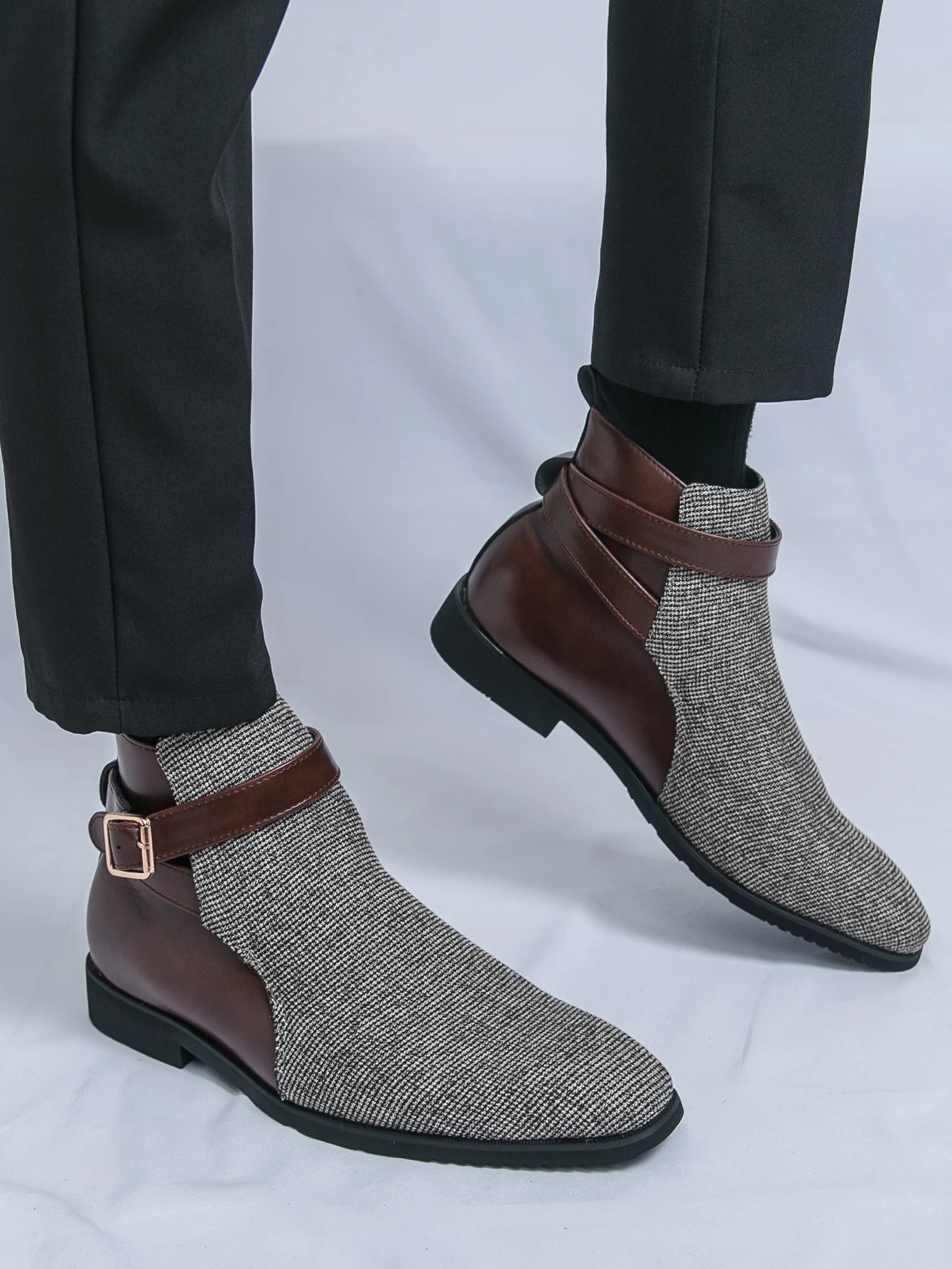Classic Ankle Boots Men High Quality Brogue Social Shoes Men Trend Party Chelsea Boots For Men Winter Yuppie Oxford Boots Male - view 4