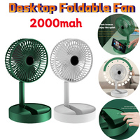 Portable Electric Fan Household Foldable Telescopic Fan USB Rechargeable 3 Speed Summer 2000mah Low Noise Desktop Cooling Fan