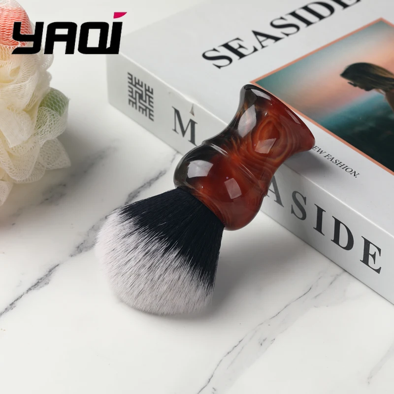 YAQI Tuxedo Synthetic Shaving Brush for Men Professional 28mm Knot Grooming Tool for Travel And Home Beard Care