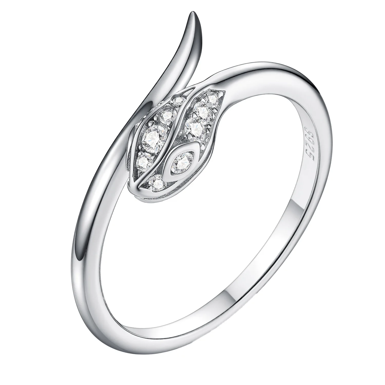 

S925 Sterling Silver Moissanite Ring - Zodiac Snake Design Band, Light Luxury Snake-Shaped Stylish Couple's Matching Rings, Prem