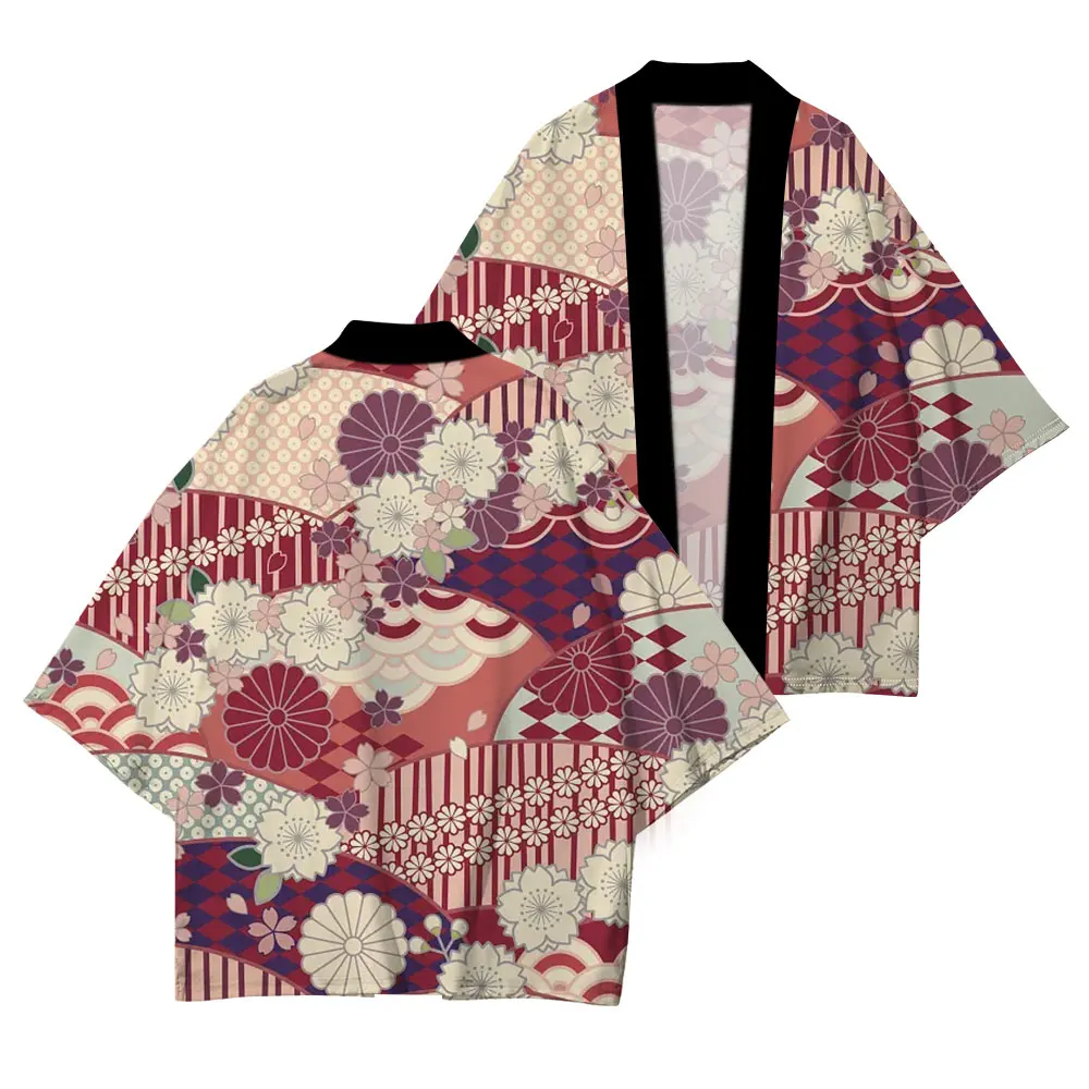 Japanese Traditional Cherry Graphic Women Kimono Fashion Blossom Printed Casual Comfort Haori Japan High Quality Unisex Yukata