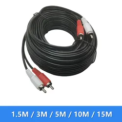 Podwójny męski RCA do 2 RCA męski kabel stereofoniczny kabel Audio AV do TV DVD wzmacniacza dźwięku CD 5m 10m 15m