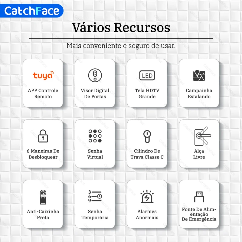 Fechadura inteligente para porta, brasil, tuya, voz portuguesa, fechadura eletrônica digital, bluetooth, aplicativo, senha de impressão digital,