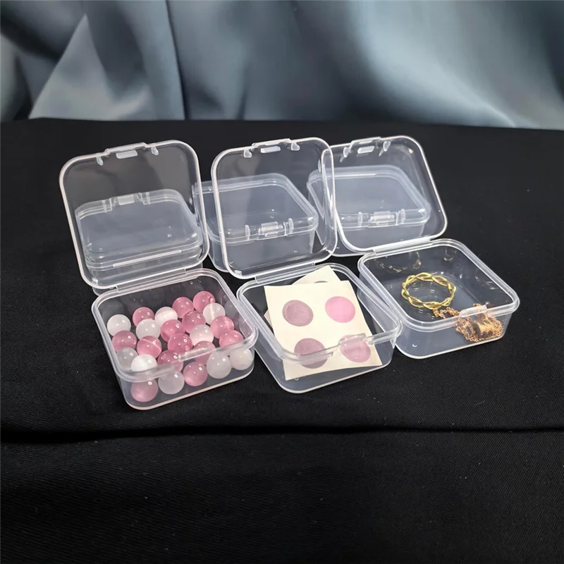 30 paquetes de contenedores de plástico pequeños transparentes, caja de almacenamiento transparente con tapa con bisagras para artículos pequeños (1,7x1,7x0,79 pulgadas)-ABXK