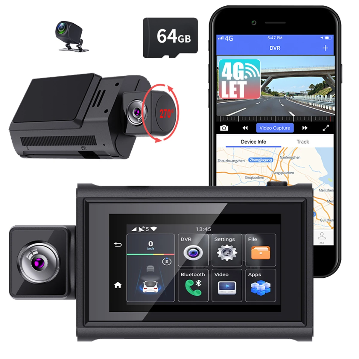 

Global 4G LTE Dash Cam Touch Screen Dual Lens for Front and Rear Full HD Car Camera ADAS 4G Remote View Two-Way Talk GPS Navi