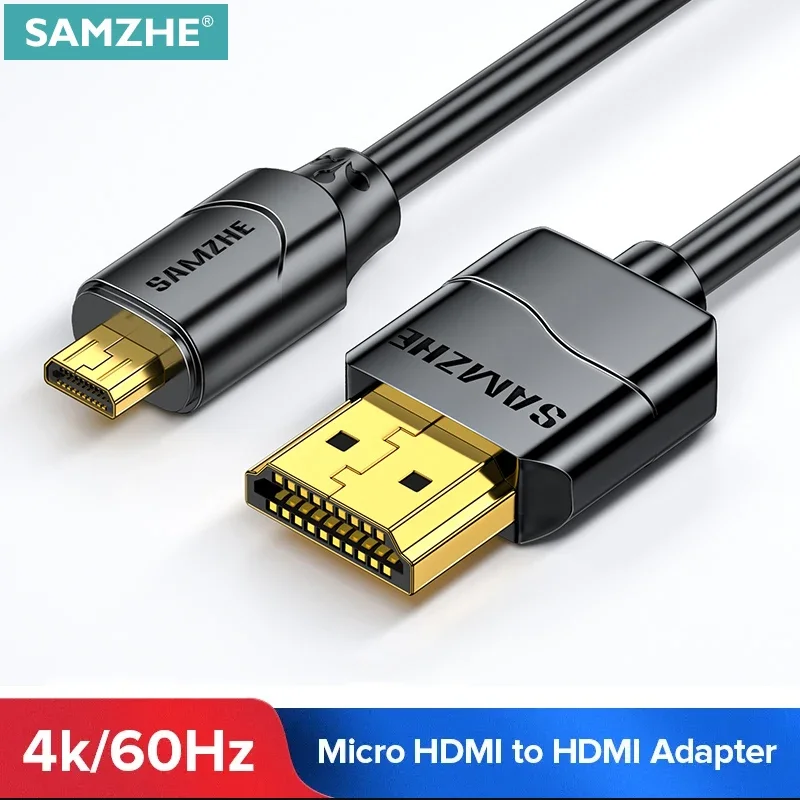 SAMZHE Micro to HDMI Adapter 4K/60Hz 3D Micro HDMI for GoPro Hero 7 Raspberry Pi 4 Sony Nikon Braided HDMI Cable