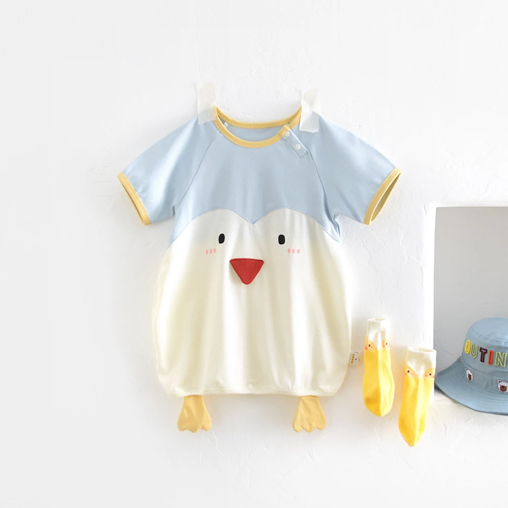 

MILANCEL New Summer Baby Home Clothes Cartoon Penguin Sleeping Bag 3-24M Toddler Girls Color Block Pajamas