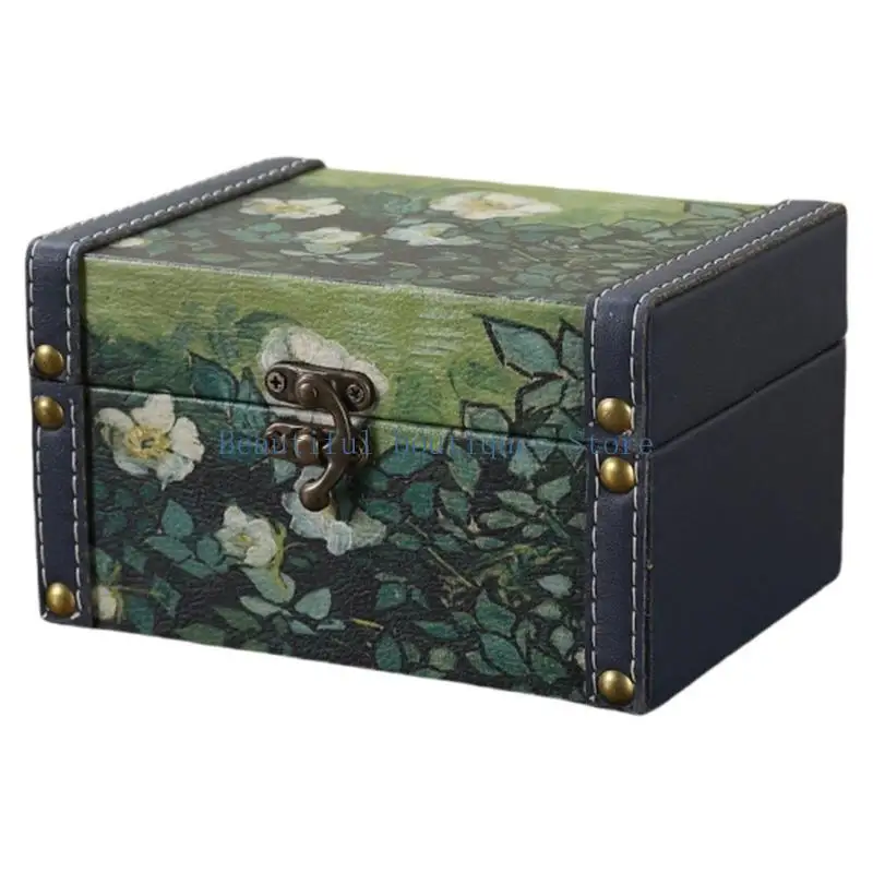 مربع تخزين مجوهرات خشبي محمول U4LF مع إكسسوارات داخلية ناعمة ومقصورات للديكور المنظم المنزلي #4